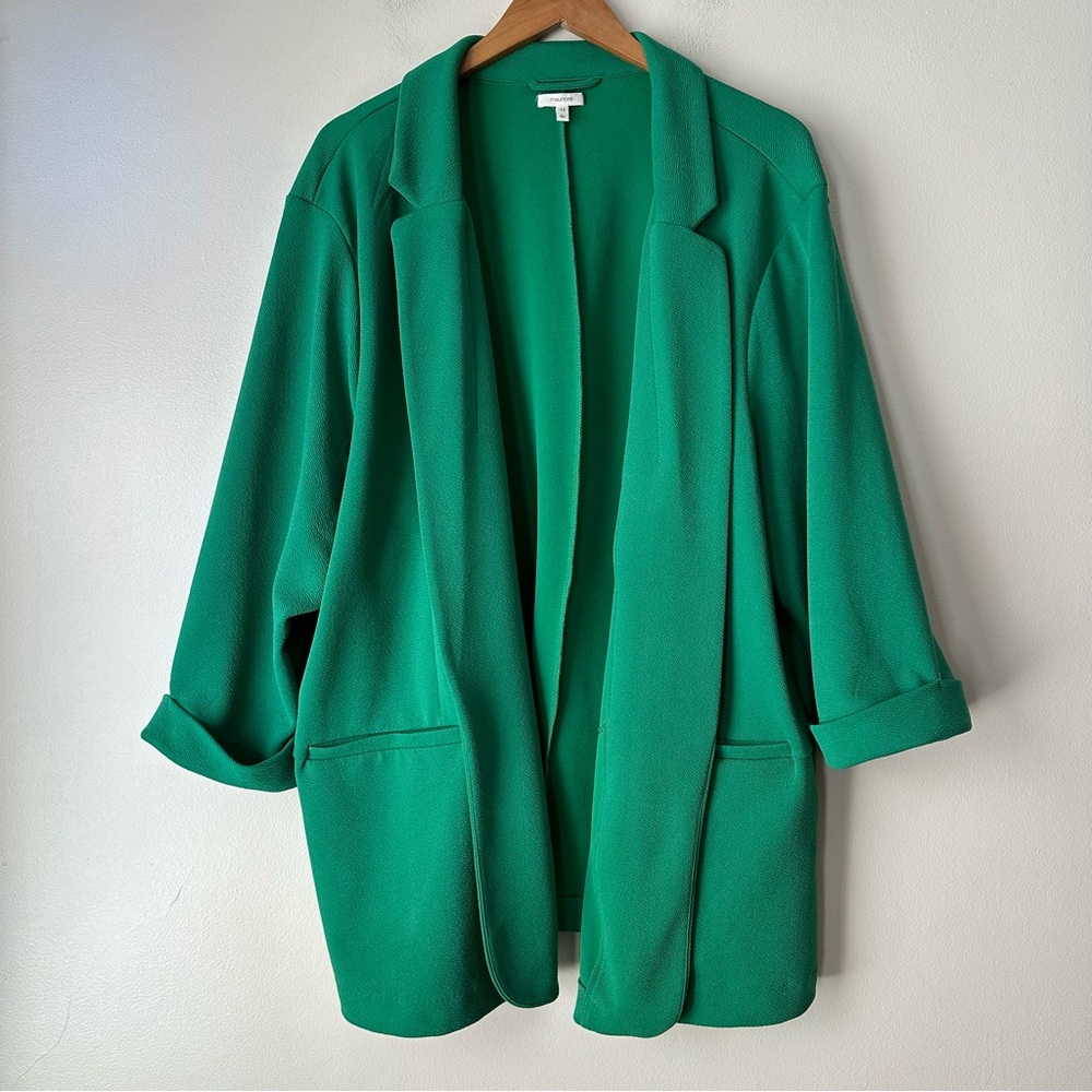 Maurices Bright Green Draped Open-Front Blazer